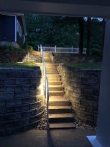 new stairs and retaining wall